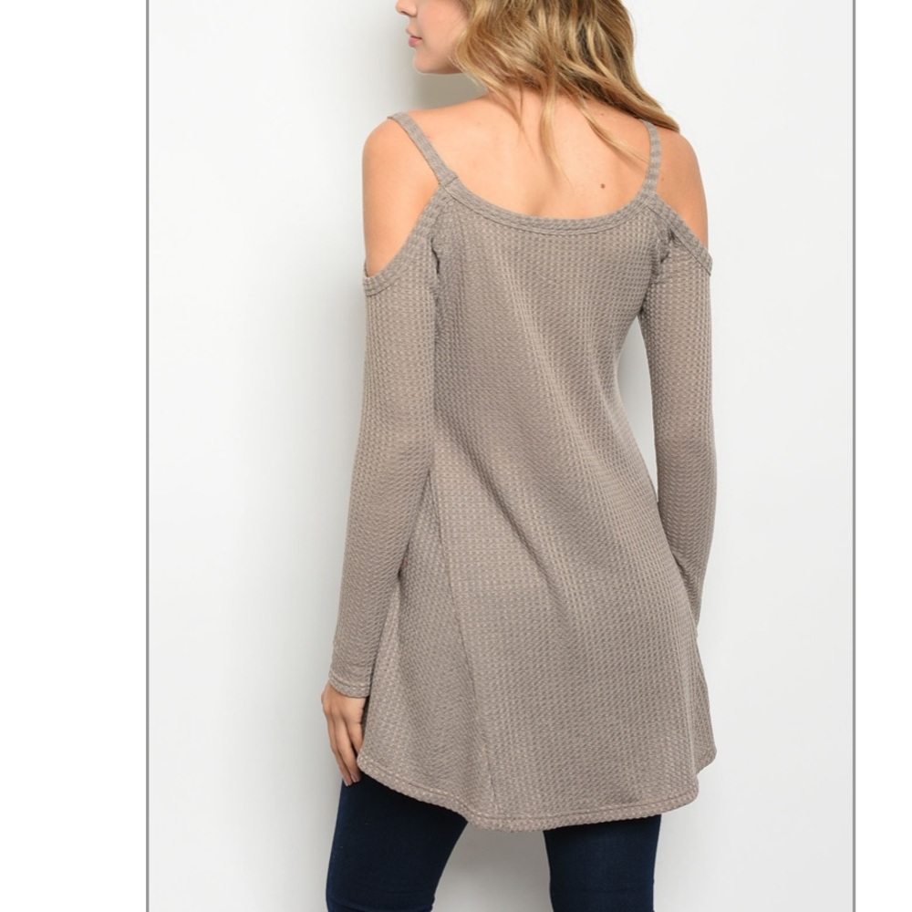 Mocha Cold Shoulder Tunic - Picture 2 of 2